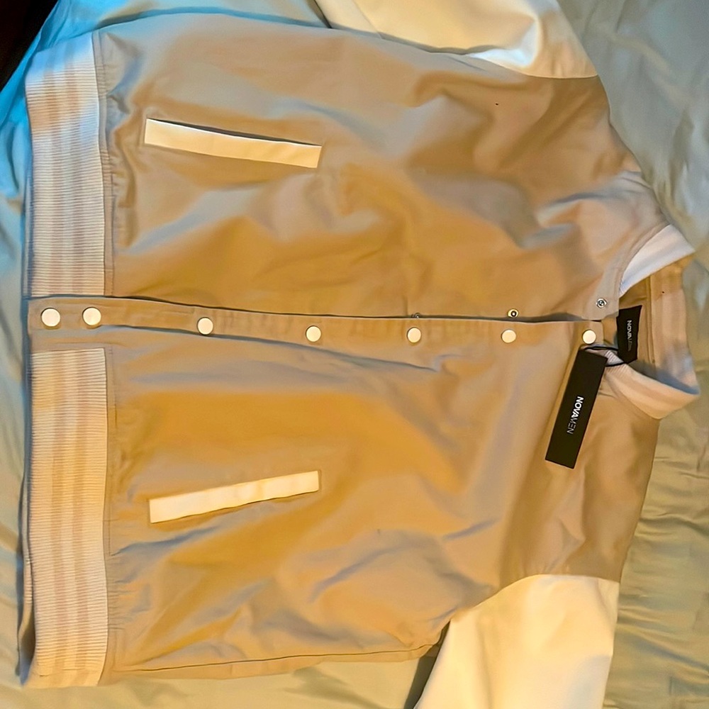 Mens letterman style jacket by fashion nova.